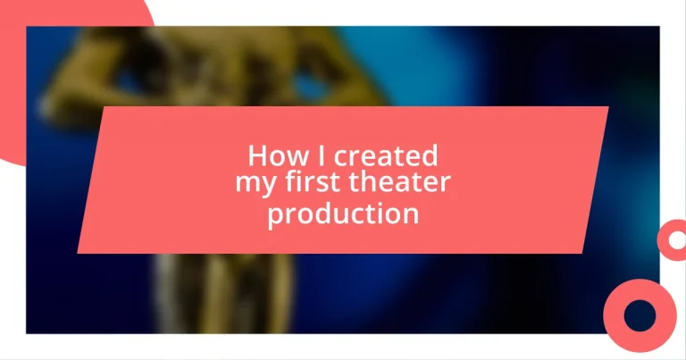 How I created my first theater production